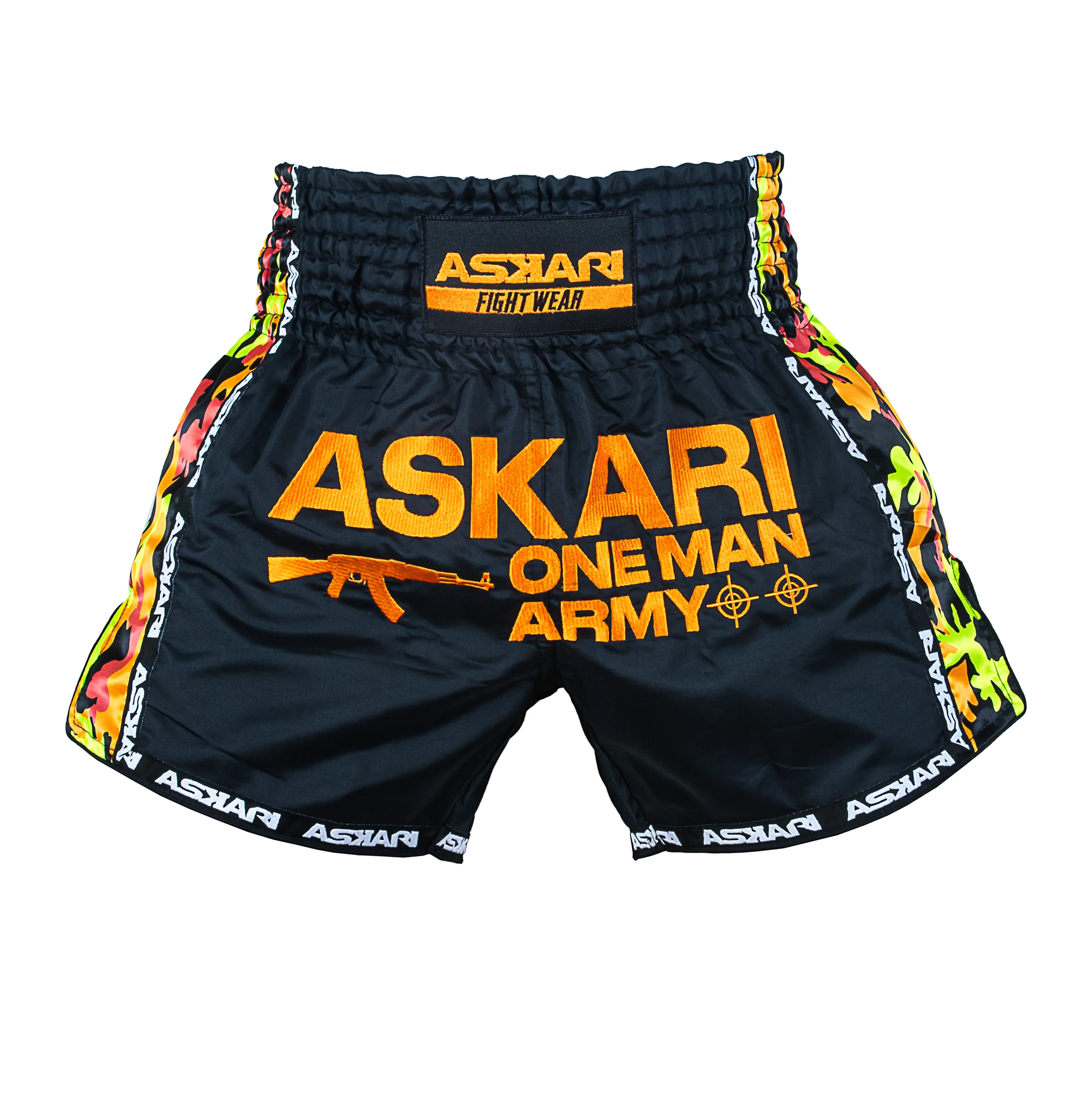 "ONE MAN ARMY" MUAY THAI SHORTS [ORANGE CAMO] - Image 2