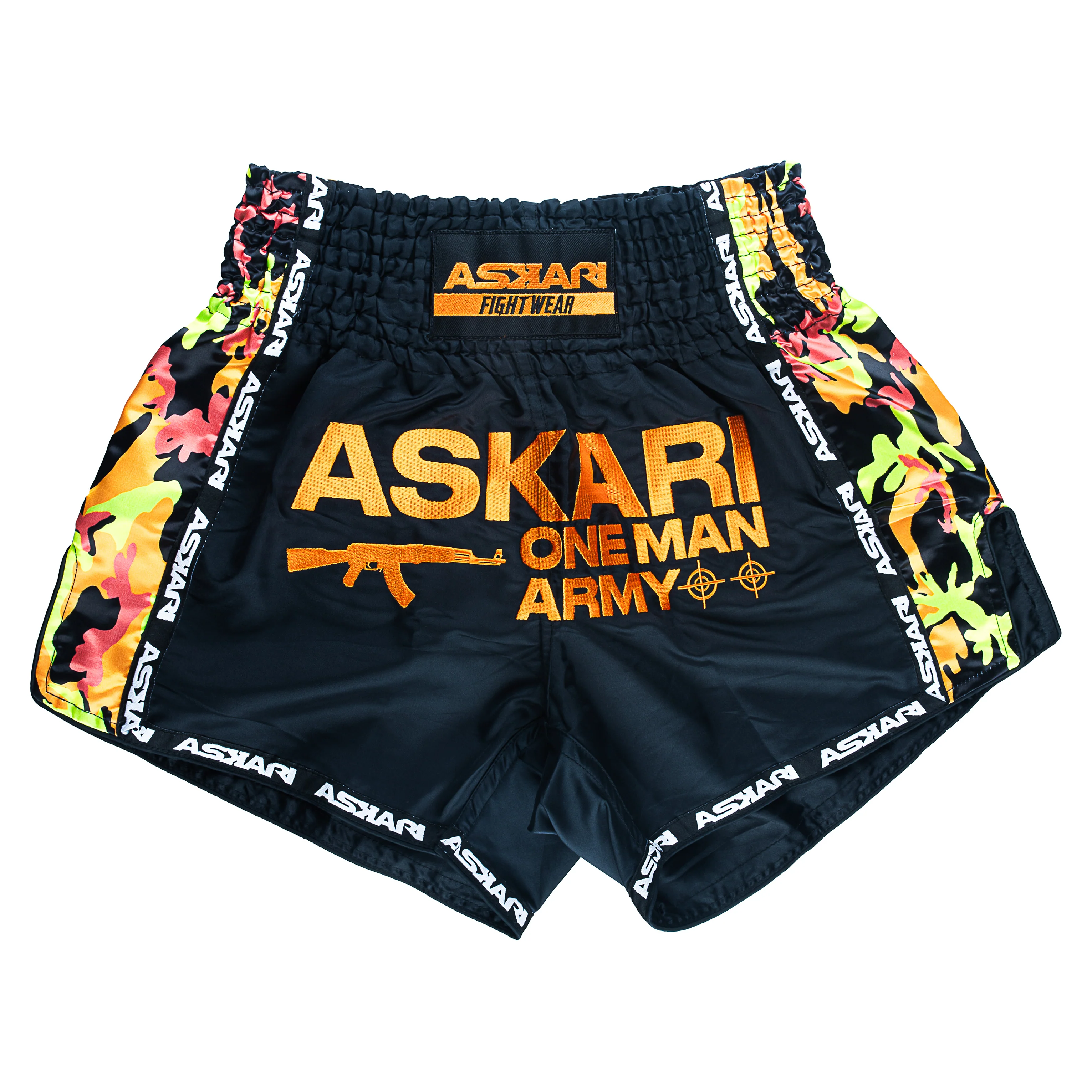 "ONE MAN ARMY" MUAY THAI SHORTS [ORANGE CAMO] - Image 5